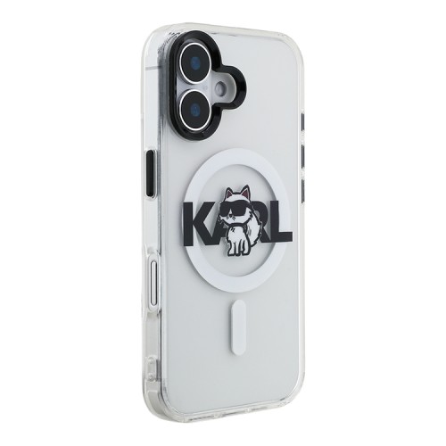 Karl Lagerfeld для iPhone 16 чехол PC/TPU Sketch Choupette Transparent (MagSafe)