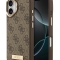 Guess для iPhone 17 чехол PU 4G Plate metal logo and Gold camera Hard Brown (MagSafe)