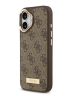 Guess для iPhone 17 чехол PU 4G Plate metal logo and Gold camera Hard Brown (MagSafe)