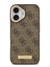 Guess для iPhone 17 чехол PU 4G Plate metal logo and Gold camera Hard Brown (MagSafe)