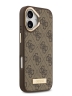 Guess для iPhone 17 чехол PU 4G Plate metal logo and Gold camera Hard Brown (MagSafe)