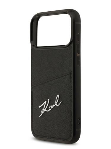 Karl Lagerfeld для iPhone 17 Pro чехол PU Signature logo with Cardslot Hard Black
