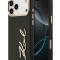 Karl Lagerfeld для iPhone 17 Pro Max чехол PU leather Autograph Metal logo & Gold camera Hard Black