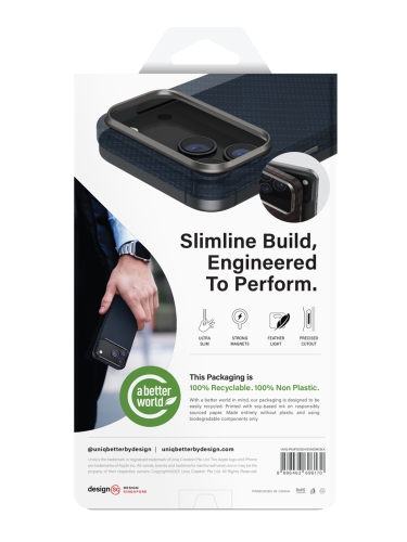 Uniq для iPhone 17 Pro Max чехол KEVA EDGE Full Kevlar Carbon Black (MagSafe)