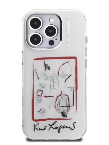 Karl Lagerfeld для iPhone 16 Pro чехол PC/TPU Sketch Metal Camera Hard Transparent