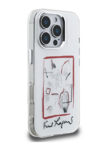 Karl Lagerfeld для iPhone 16 Pro чехол PC/TPU Sketch Metal Camera Hard Transparent