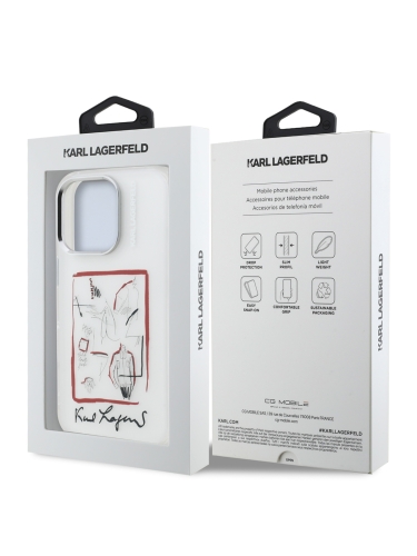 Karl Lagerfeld для iPhone 16 Pro чехол PC/TPU Sketch Metal Camera Hard Transparent