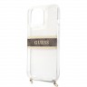 Чехол Guess 4G Stripe Hard Transparent +Gold crossbody chain для iPhone 13 Pro