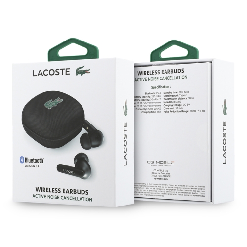 Lacoste наушники беспроводные TWS ANC/ENC Meshed PVC Iconic (TP103 Pro) Black