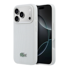 Lacoste для iPhone 17 Pro Max чехол PVC Lacquer Metal logo Hard Light Grey (MagSafe)