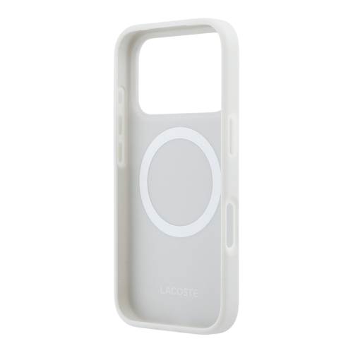 Lacoste для iPhone 17 Pro Max чехол PVC Lacquer Metal logo Hard Light Grey (MagSafe)