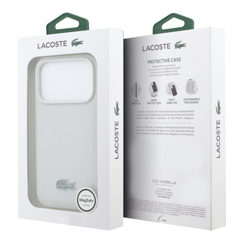 Lacoste для iPhone 17 Pro Max чехол PVC Lacquer Metal logo Hard Light Grey (MagSafe)
