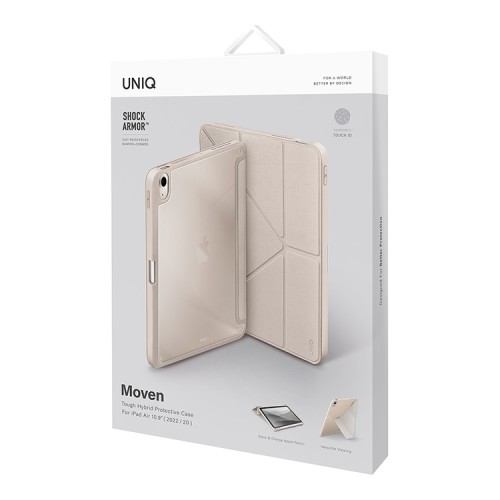 Чехол Uniq Moven для iPad Air 10.9 (2022/20) с отсеком для стилуса, бежевый/прозрачный