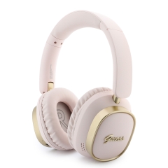 Guess наушники беспроводные накладные Bluetooth HP ENC Rectangle Satined PU Script Metal Logo Pink
