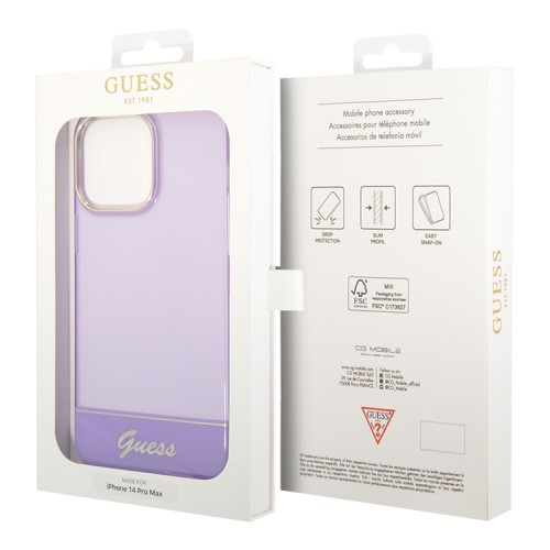 Чехол Guess Translucent w Electroplated camera Hard для iPhone 14 Pro Max, фиолетовый