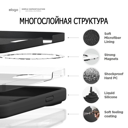 Чехол Elago MagSafe Soft Silicone для iPhone 14 Plus, черный