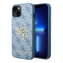 Чехол Guess 4G Big metal logo Hard для iPhone 14, голубой