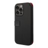 Чехол Ferrari PU Smooth/Carbon Vertical with metal logo Booktype для iPhone 14 Pro, черный