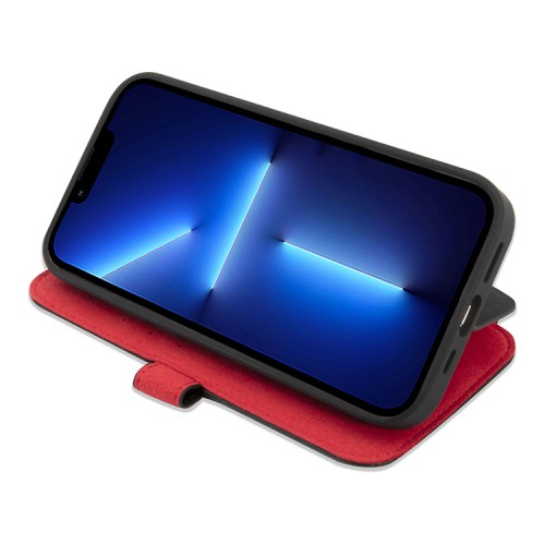 Чехол Ferrari PU Smooth/Carbon Vertical with metal logo Booktype для iPhone 14 Pro, черный