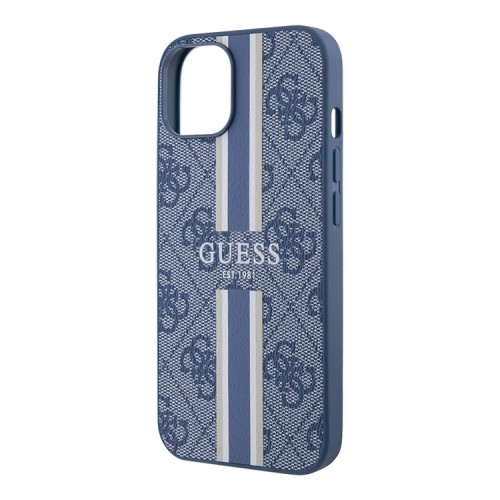 Чехол Guess PU 4G Stripes Hard для iPhone 13, голубой (MagSafe)