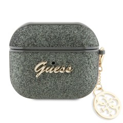 Чехол Guess Glitter flakes Metal logo with charm для Airpods 3 (2021), зеленый