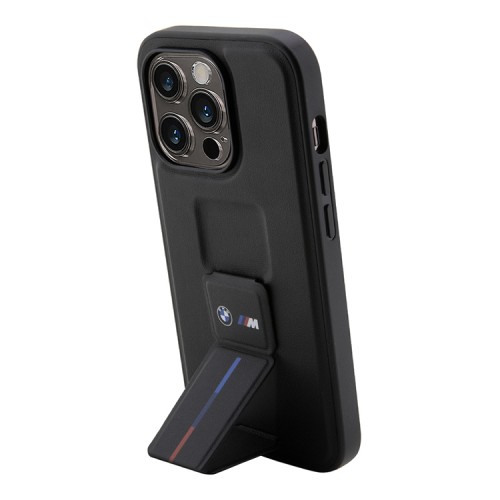 Чехол BMW M-Collection PU + Grip stand Hot stamp Hard для iPhone 14 Pro Max, черный