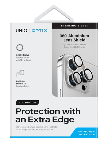Uniq стекло для iPhone 15 Pro OPTIX Camera Lens protector Aluminium Silver