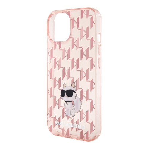 Lagerfeld для iPhone 15 чехол PC/TPU Monogram NFT Choupette Hard Pink