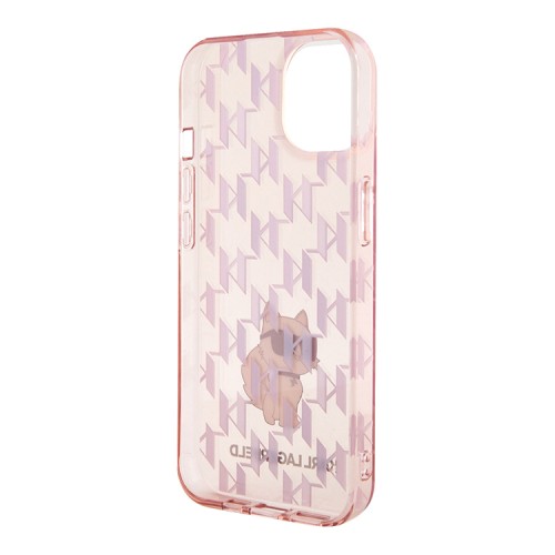 Lagerfeld для iPhone 15 чехол PC/TPU Monogram NFT Choupette Hard Pink