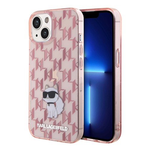 Lagerfeld для iPhone 15 чехол PC/TPU Monogram NFT Choupette Hard Pink