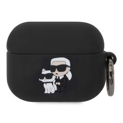 Karl Lagerfeld для Airpods Pro чехол Silicone case with ring NFT Karl & Choupette Black
