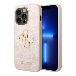Guess для iPhone 15 Pro Max чехол PU 4G Big metal logo Hard Pink