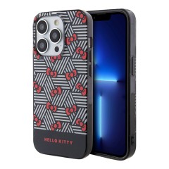 Hello Kitty для iPhone 15 Pro чехол PC/TPU Bows and Stripes Hard Black