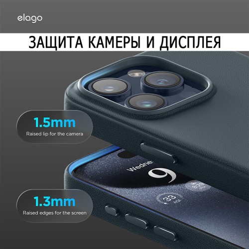 Elago для iPhone 15 Pro Max чехол PU Leather Jean Indigo (MagSafe)