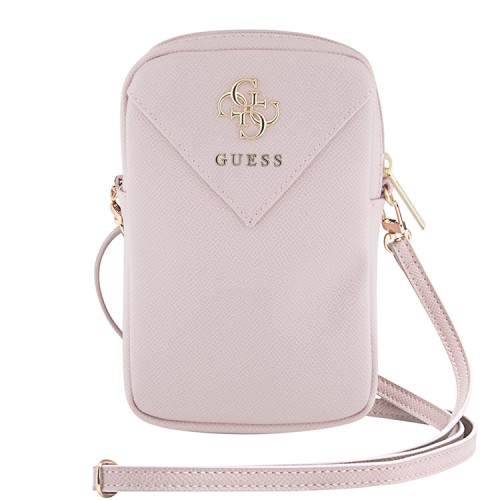 Guess для смартфонов сумка Wallet Zipper Pouch PU Grained leather 4G metal logo Pink