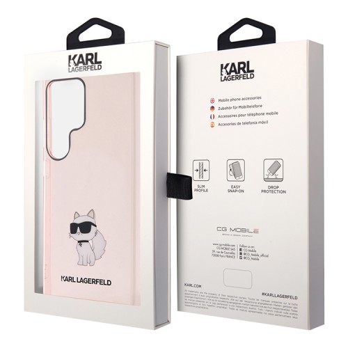 Karl Lagerfeld для Galaxy S24 Ultra чехол PC/TPU NFT Choupette Hard Translucent Pink