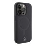 Mercedes для iPhone 15 Pro чехол Leather Plain Smooth with Ring Hard Black (MagSafe)