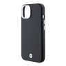 BMW для iPhone 15 чехол PU Full Wrapped Metal logo Hard Black (MagSafe)