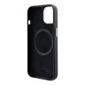 BMW для iPhone 15 чехол PU Full Wrapped Metal logo Hard Black (MagSafe)