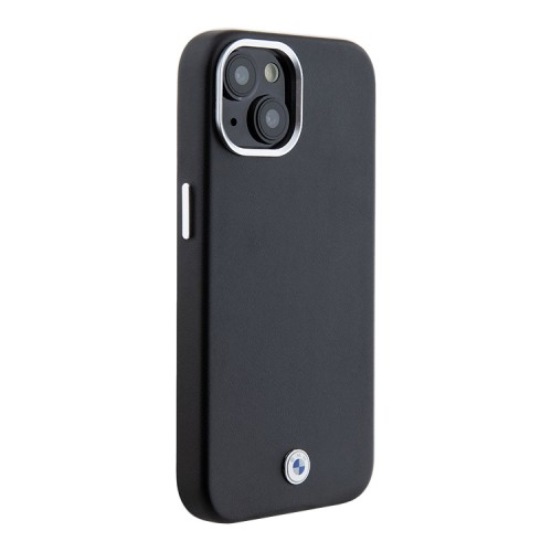 BMW для iPhone 15 чехол PU Full Wrapped Metal logo Hard Black (MagSafe)
