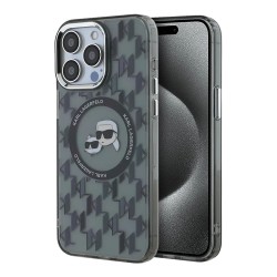 Karl Lagerfeld для iPhone 15 Pro Max чехол PC/TPU Monogram NFT Karl & Choup Metal Cam черный (MagSafe)