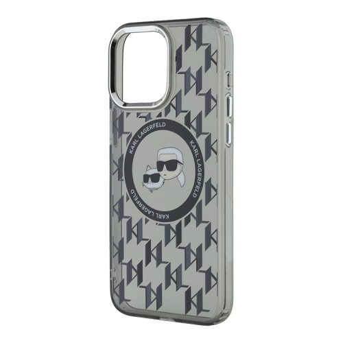 Karl Lagerfeld для iPhone 15 Pro Max чехол PC/TPU Monogram NFT Karl & Choup Metal Cam черный (MagSafe)
