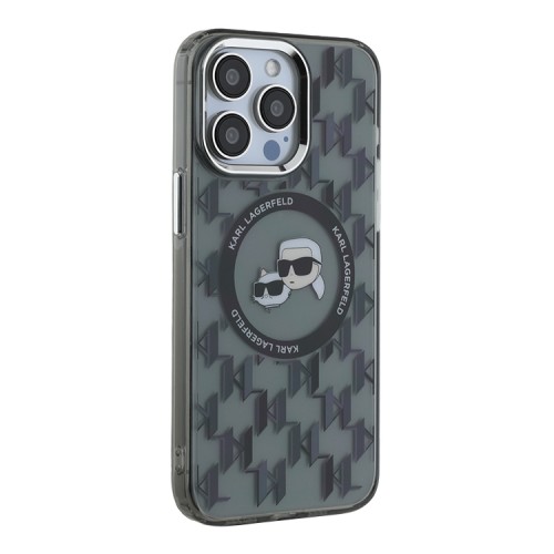 Karl Lagerfeld для iPhone 15 Pro Max чехол PC/TPU Monogram NFT Karl & Choup Metal Cam черный (MagSafe)