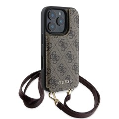 Guess для iPhone 16 Pro чехол Crossbody cardslots magnetic 4G Hard Brown