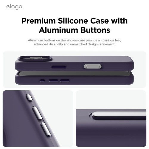 Elago для iPhone 16 Pro Max чехол Soft silicone (Liquid) Deep Purple (MagSafe)