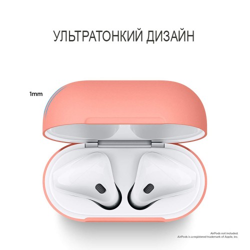Чехол Elago Slim Silicone case для AirPods 1/2, оранжевый (peach)
