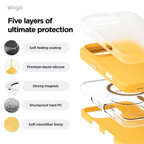 Elago для iPhone 16 Pro чехол Soft silicone (Liquid) Sunshine (MagSafe)