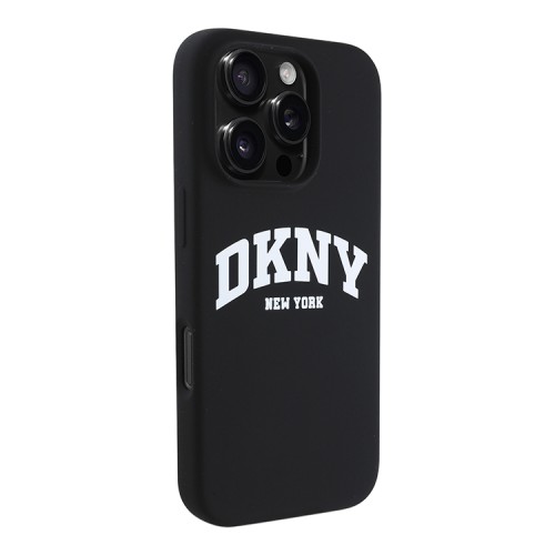 DKNY для iPhone 16 Pro чехол Liquid Silicone Arch Logo Hard Black/White (MagSafe)