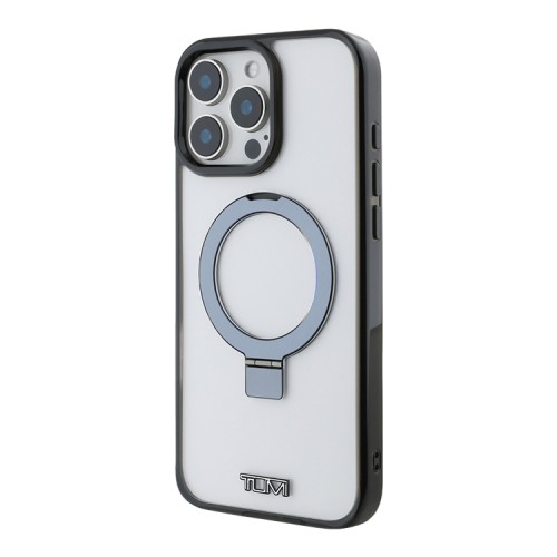 TUMI для iPhone 16 Pro Max чехол PC/TPU + Aluminium Ring stand Hard Transp/Black (MagSafe)