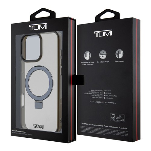 TUMI для iPhone 16 Pro Max чехол PC/TPU + Aluminium Ring stand Hard Transp/Black (MagSafe)
